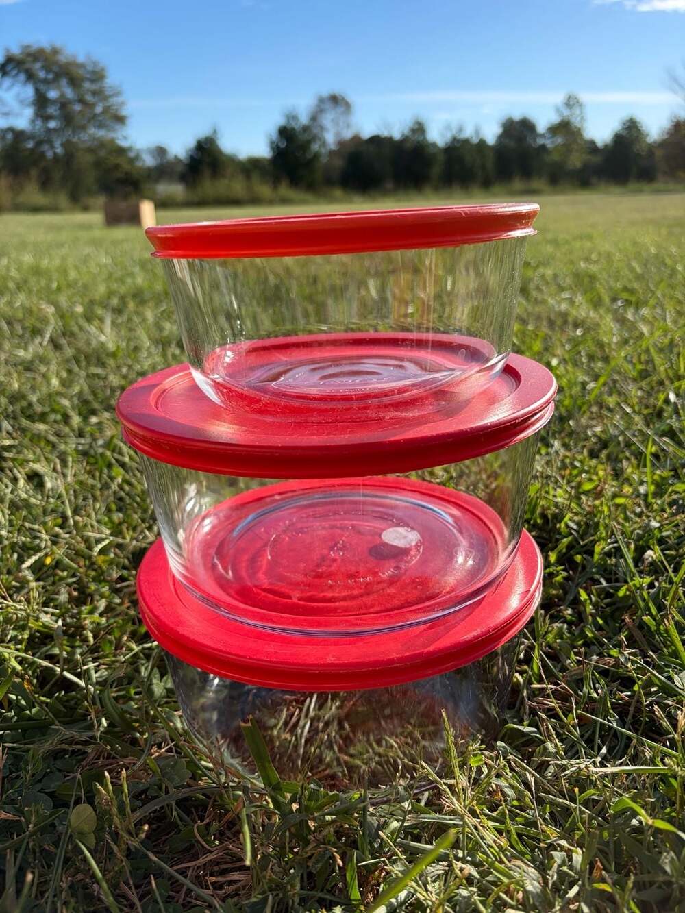 Pyrex Simply Store Glass Food Storage Container Set with Red Lids 7 Cup 4 Cup 2